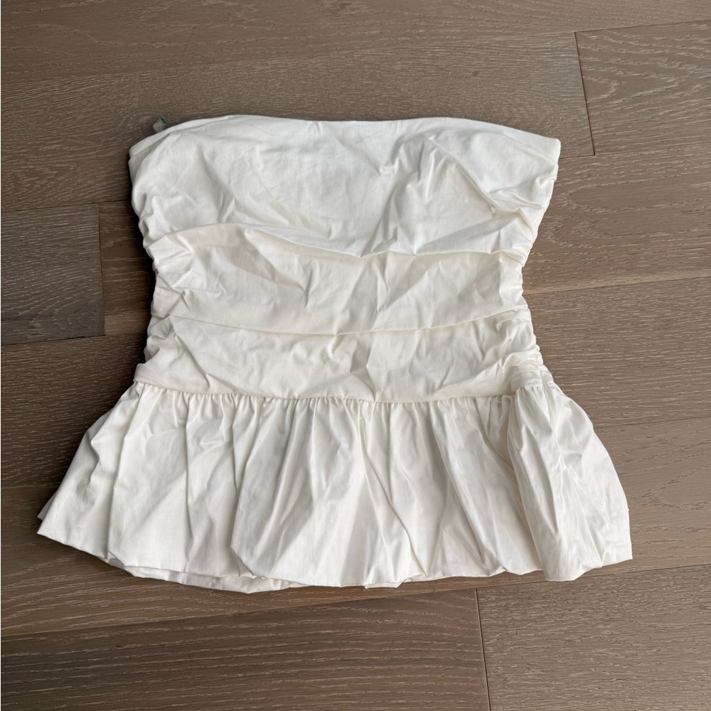Zara White Strapless Top